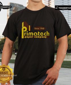 Original Primatech Paper Company Since 1962 T-Shirt featuring a vintage design and logo, perfect for fans and collectors.