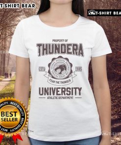 Thundera University Athletic Department ladies tee, established 1985, featuring vibrant design and comfortable fit.