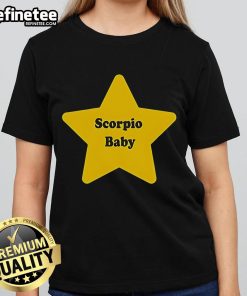 Original Scorpio Baby Star Ladies Tee featuring a stylish design perfect for astrology enthusiasts and fashion lovers.