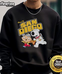 Alt Text: Original Road to San Diego Family Guy sweatshirt featuring vibrant graphics and a cozy design for fans.
