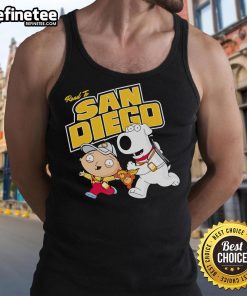 Alt Text: Original The Road To San Diego Family Guy tank top featuring vibrant graphics and a comfortable fit for fans.