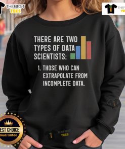 Original There Are Two Types Of Data Scientist Sweatshirt in navy blue, showcasing a witty design for data enthusiasts.