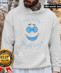 Original 'This Is My Happy Face' hoodie featuring a cheerful design, perfect for casual wear and spreading positivity.