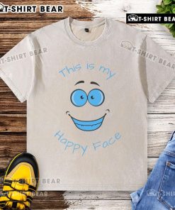 Original washed t-shirt featuring 'This Is My Happy Face' design, perfect for casual wear and comfort.