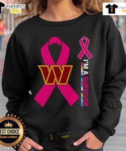 Alt Text: Original Washington Commanders X Cancer Awareness I'm A Survivor sweatshirt in bold colors, promoting cancer awareness.