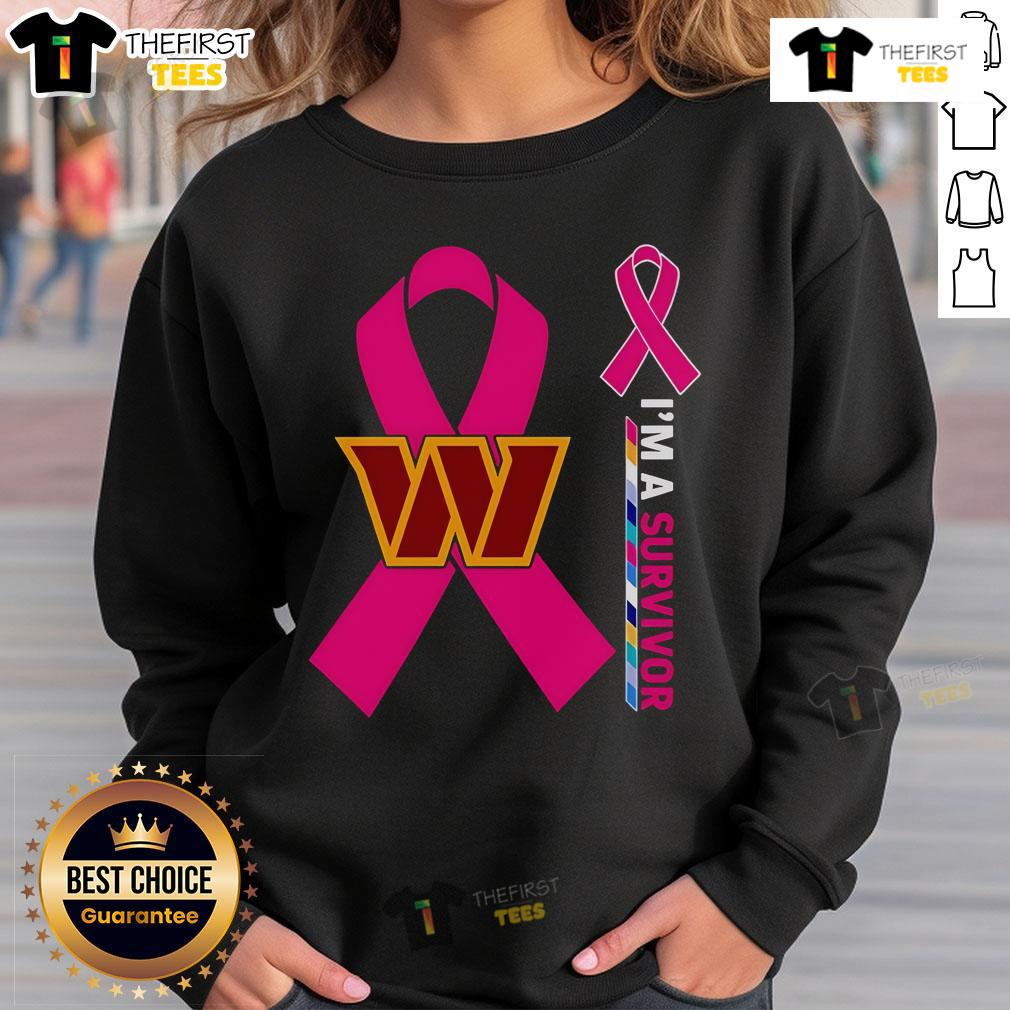 Original Washington Commanders X Cancer Awareness I'M A Survivor Sweatshirt Alt Text: Original Washington Commanders X Cancer Awareness I'm A Survivor sweatshirt in bold colors, promoting cancer awareness.
