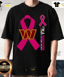 Alt Text: Original Washington Commanders X Cancer Awareness I'M A Survivor T-Shirt in vibrant colors, promoting cancer awareness.