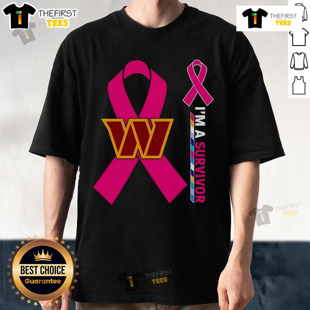 Original Washington Commanders X Cancer Awareness I'M A Survivor T Shirt Alt Text: Original Washington Commanders X Cancer Awareness I'M A Survivor T-Shirt in vibrant colors, promoting cancer awareness.