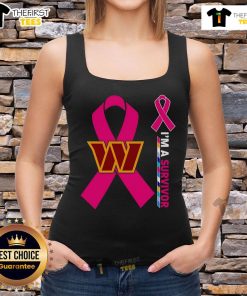 Original Washington Commanders X Cancer Awareness 'I'm A Survivor' Tank Top featuring bold graphics and vibrant colors.