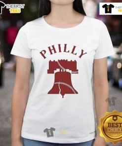 Philly Cracked Liberty Bell Ladies Tee featuring a vintage design celebrating Philadelphia's iconic symbol.