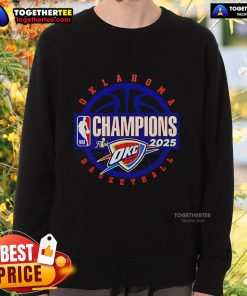 Premium 2025 NBA Finals Champions Oklahoma City Thunder Circle Sweatshirt in vibrant colors, perfect for fans.