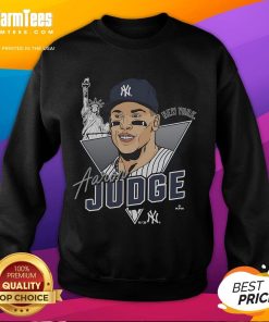 Alt Text: Premium Aaron Judge New York Yankees player caricature sweatshirt featuring vibrant artwork and team colors.