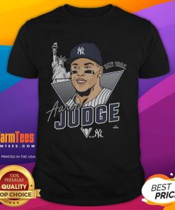 Premium Aaron Judge New York Yankees player caricature T-shirt showcasing vibrant design and team spirit for fans.