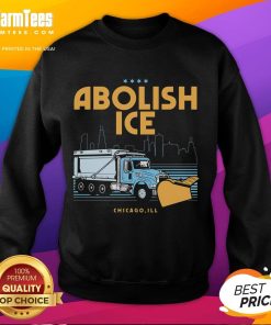 Premium Abolish Ice Chicago IL sweatshirt in black, featuring bold white text for a stylish, activist-inspired look.