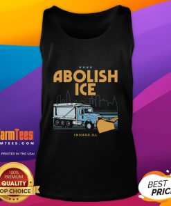 Premium Abolish Ice Chicago IL tank top featuring bold text design, perfect for summer activism and stylish casual wear.