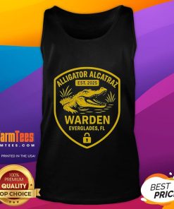 Premium Alligator Alcatraz Est Warden Everglades FL tank top featuring a vibrant alligator graphic and stylish design.