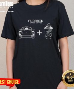 Premium Audrain Cars Coffee Pixels Ladies Tee featuring stylish design and comfortable fit for car enthusiasts.