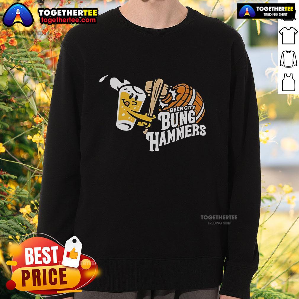 Premium Beer City Bung Hammers Sweatshirt Alt Text: Premium Beer City Bung Hammers Sweatshirt - stylish and cozy apparel for craft beer enthusiasts.