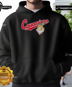 Alt Text: Premium Bomani Jones hoodie featuring the Chief Wahoo logo, perfect for fans of unique sports apparel.