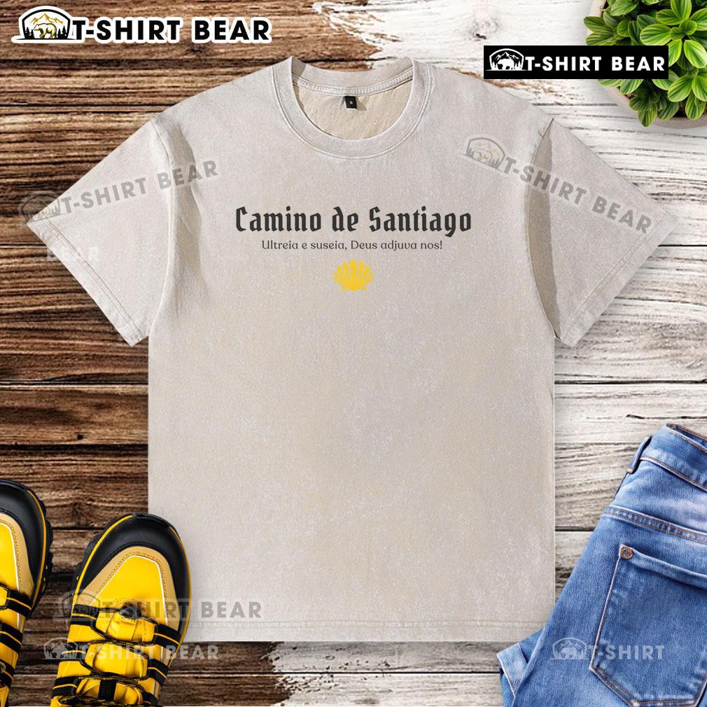 Premium Camino De Santiago Spain Trekking Way Of St James Washed T Shirt Premium Camino de Santiago trekking t-shirt featuring the Way of St. James design, perfect for pilgrims and adventurers.