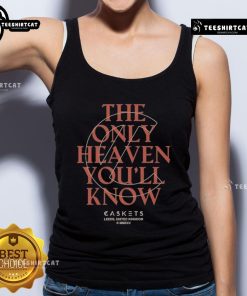 Premium Caskets tank top featuring 'The Only Heaven You'll Know' design, perfect for Leeds United fans in the UK.