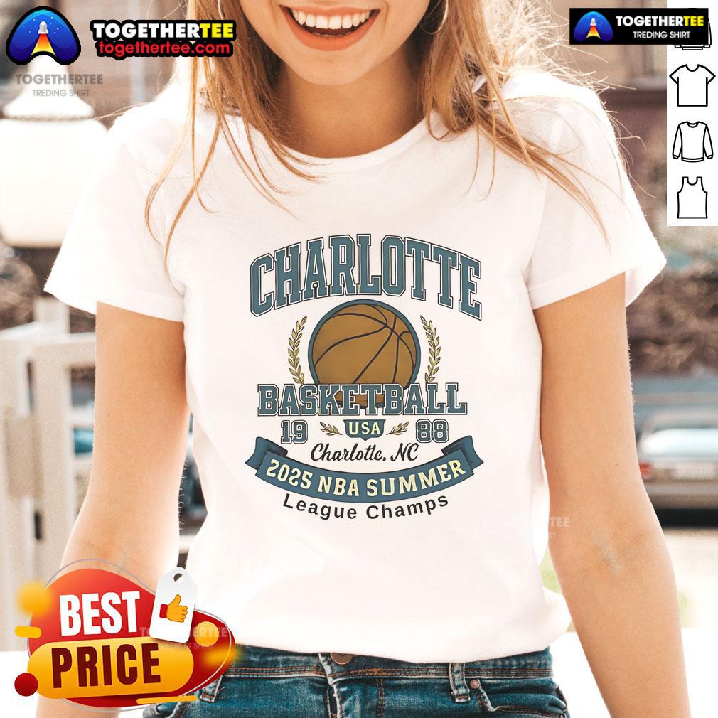 Premium Charlotte Hornets Basketball 2025 Summer League Champs Ladies Tee Premium Charlotte Hornets Basketball 2025 Summer League Champs ladies tee in stylish design for female fans.