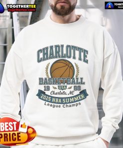 Premium Charlotte Hornets Basketball 2025 Summer League Champs Sweatshirt showcasing team colors and logo.