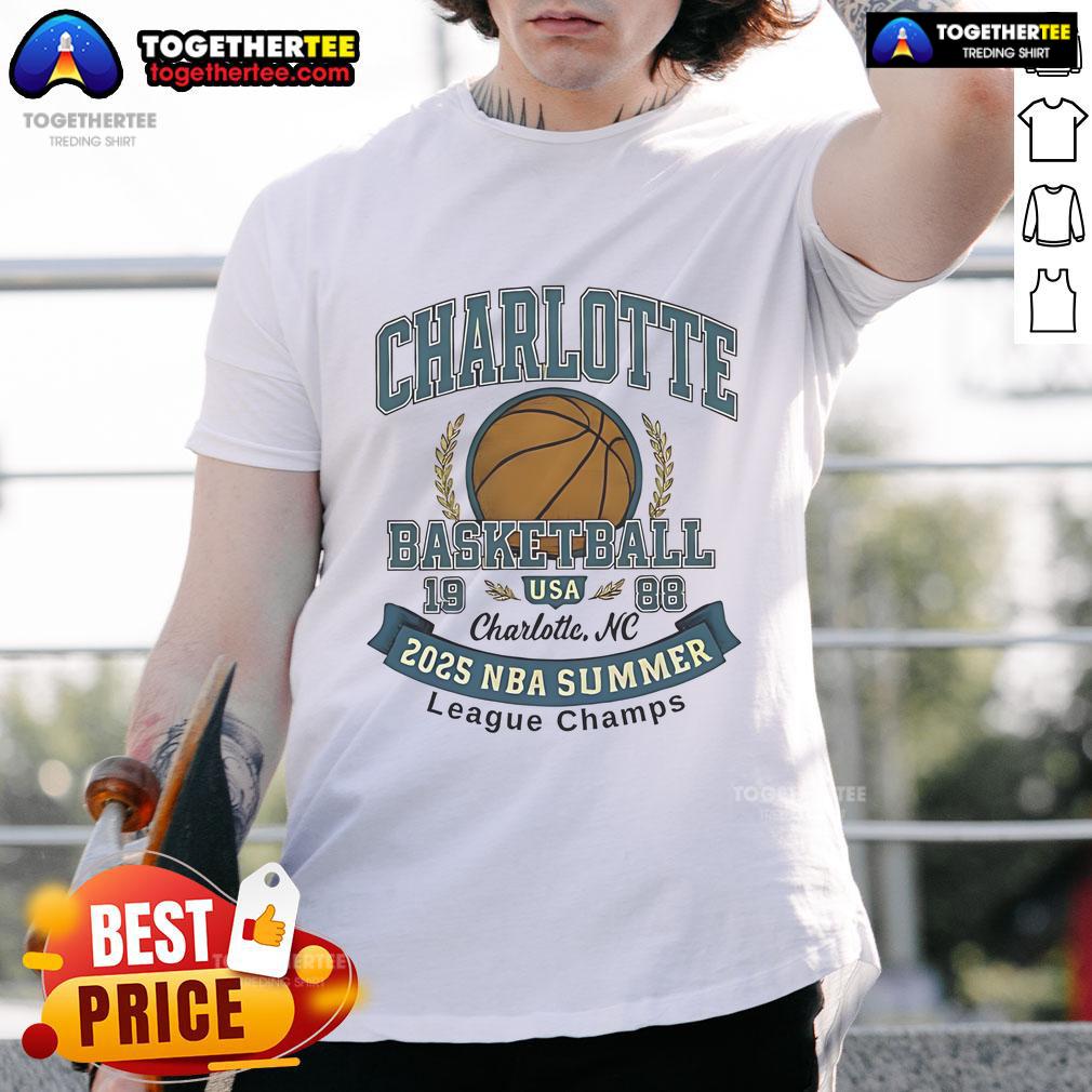 Premium Charlotte Hornets Basketball 2025 Summer League Champs T Shirt Premium Charlotte Hornets Basketball T-shirt celebrating the 2025 Summer League Champs, featuring team colors and logo.