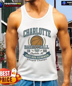 Premium Charlotte Hornets Basketball 2025 Summer League Champs tank top featuring team logo and vibrant colors.