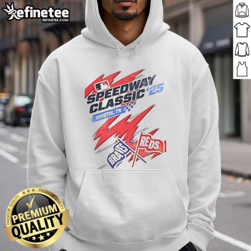 Premium Cincinnati Reds and Atlanta Braves MLB Speedway Classic 25 hoodie, featuring vibrant team logos and comfortable design.