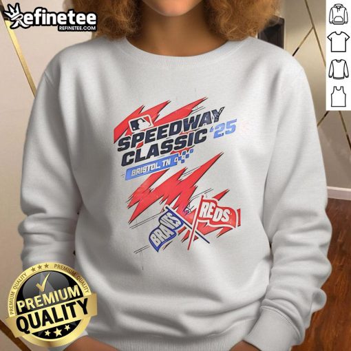 Premium Cincinnati Reds and Atlanta Braves MLB Speedway Classic 25 sweatshirt for fans in Bristol, TN.