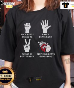 Premium Cleveland Guardians Nothing Beats Guardians Rock Paper Scissors Ladies Tee in vibrant colors for fans.