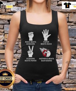 Premium Cleveland Guardians Rock Paper Scissors tank top featuring team logo and playful design for fans.