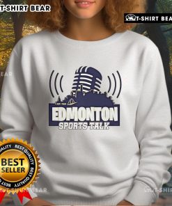 Premium Edmonton Sports Talk Est 1260 sweatshirt in black showcasing logo, perfect for sports fans and casual wear.