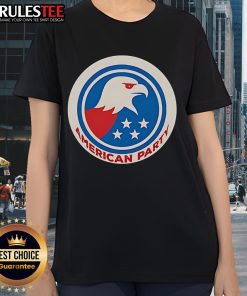 Premium Elon Musk American Party Eagle Logo Ladies Tee showcasing a stylish eagle graphic and bold text design.