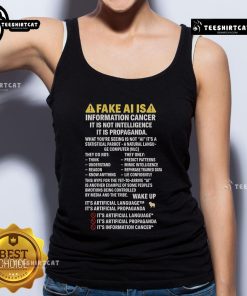 Premium fake AI tank top featuring a bold slogan: 'Information Cancer, Not Intelligence, Propaganda'.