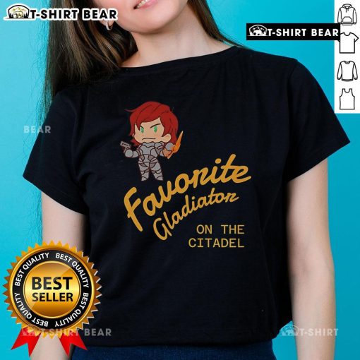Alt Text: Premium Favorite Gladiator on the Citadel Ladies Tee featuring a stylish design perfect for casual wear.