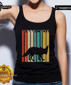 Premium Fennec Fox silhouette on a vintage striped tank top, perfect for wildlife animal lovers and stylish casual wear.