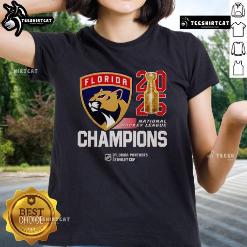 Premium Florida Panthers 2025 NHL Final Champions Ladies Tee showcasing team pride and style for female fans.