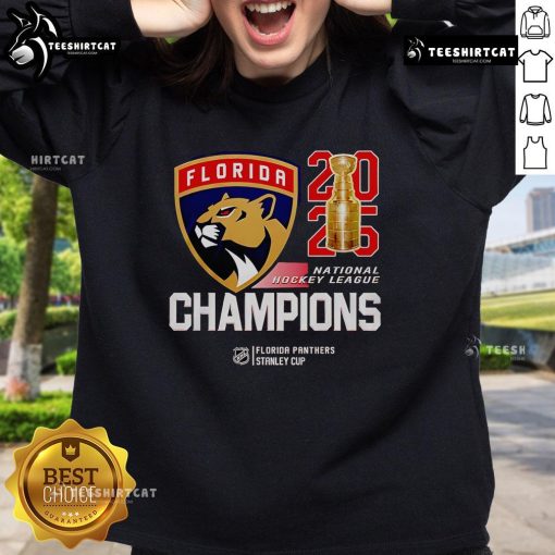 Alt Text: Premium Florida Panthers 2025 NHL Final Champions sweatshirt featuring team logo and vibrant colors, perfect for fans.