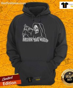 Premium Freak The World Tedovanie Hoodie in black with stylish graphic design, perfect for casual streetwear fashion.