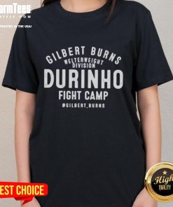 Premium Gilbert Burns Durinho Fight Camp Ladies Tee showcasing vibrant design and comfortable fit for fans.