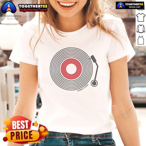 Premium Global Citizen Festival Turntable Ladies Tee featuring vibrant design and stylish fit for music lovers.