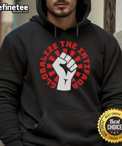 Premium Globalize The Intifada Zohran Fist Hand Hoodie showcasing a bold fist design on a stylish hoodie.
