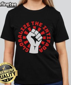 Premium Globalize The Intifada Zohran Fist Hand Ladies Tee showcasing a bold design for empowerment and activism.