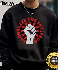 Alt Text: Premium Globalize the Intifada Zohran Fist Hand Sweatshirt featuring bold graphic design and comfortable fit.