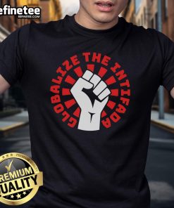Alt Text: Premium Globalize The Intifada Zohran Fist Hand T-Shirt featuring a bold design symbolizing unity and resistance.