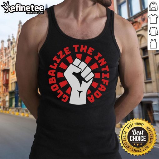 Premium Globalize the Intifada Zohran Fist Hand Tank Top featuring a bold graphic design, ideal for activists and fashion enthusiasts.