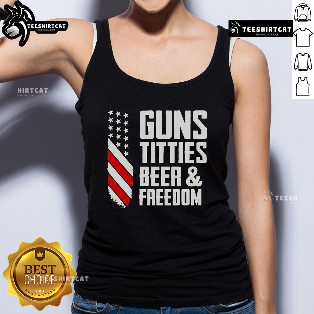 Premium Guns Titties Beer And Freedom Tank Top Premium Guns Titties Beer and Freedom tank top featuring a bold graphic design for patriotic apparel lovers.