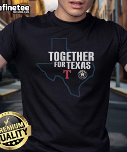 Premium Houston Astros and Texas Rangers Together For Texas T-Shirt design featuring team logos and vibrant colors.